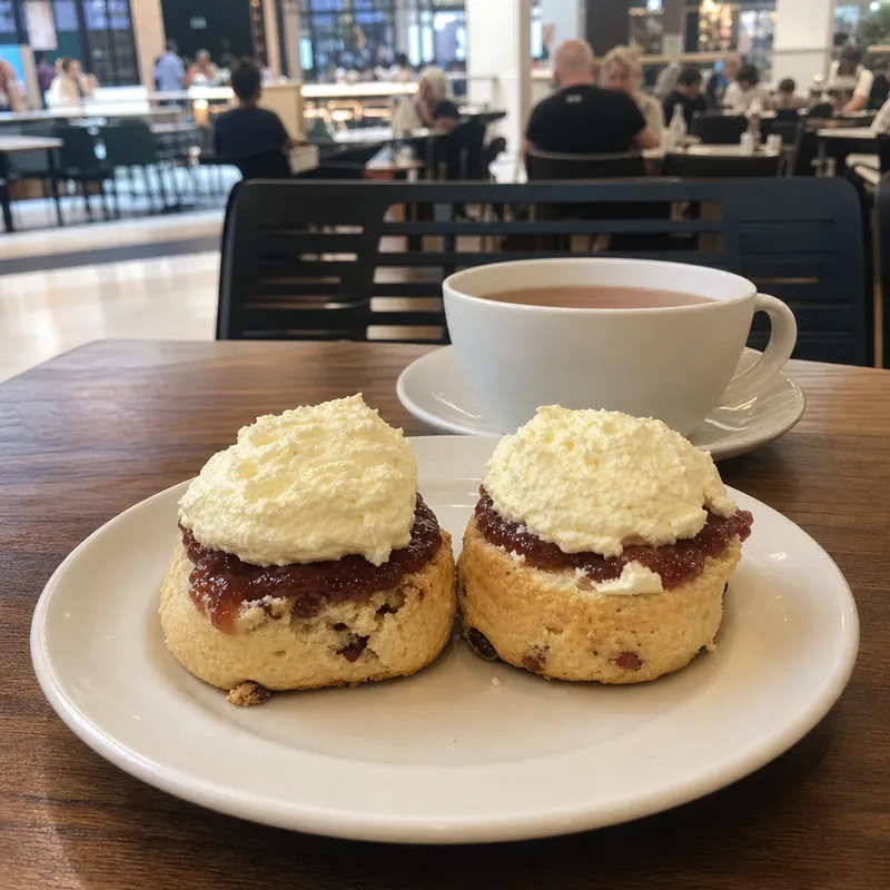 Fruit scones with jam and cream